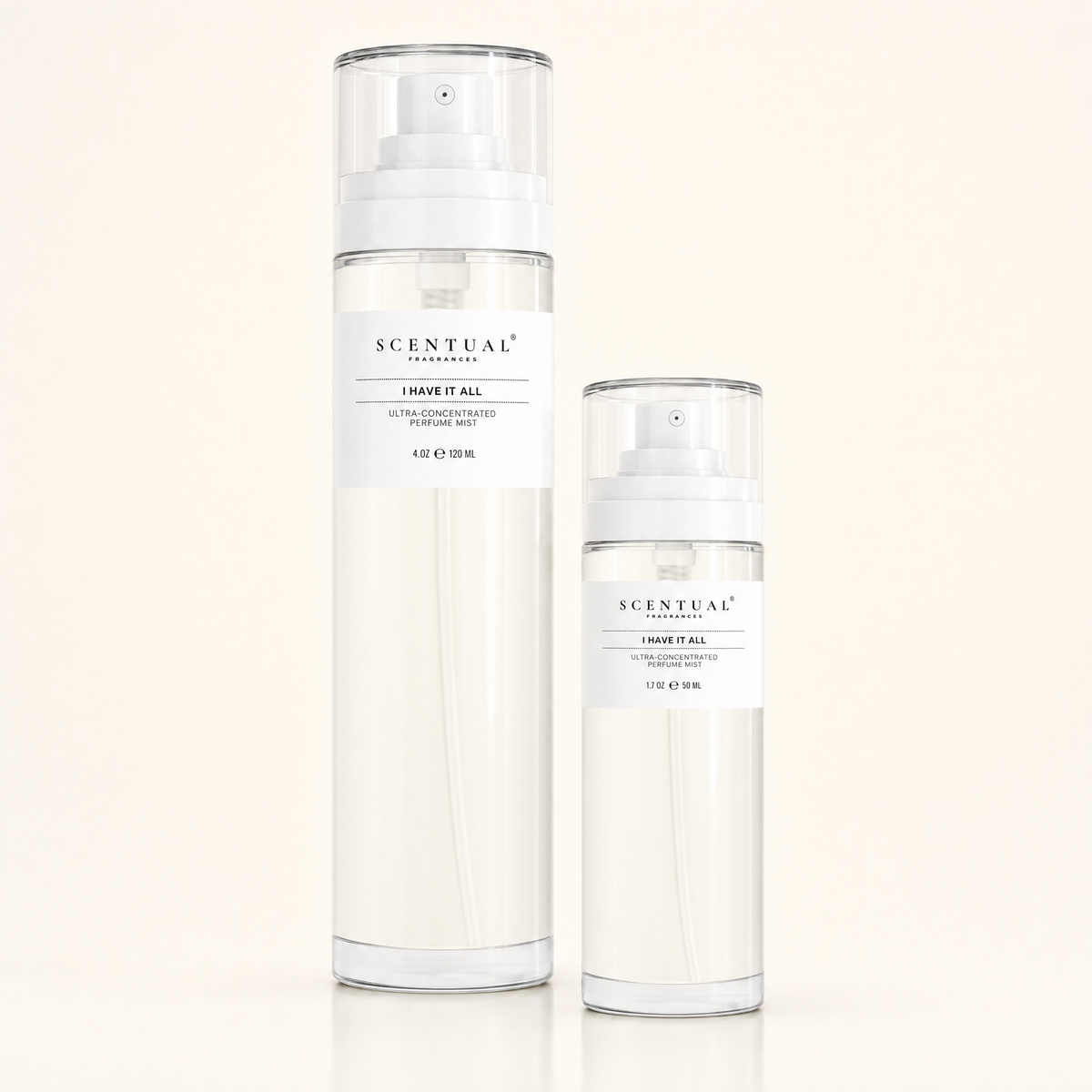 4 oz and 1.7 oz perfume mist bottles side by side